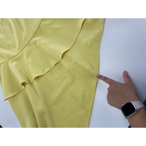 Theia Dress Womens‎ 4 Yellow Lemon Ruffle Hem Crepe Asymmetrical Sheath - Picture 9 of 10